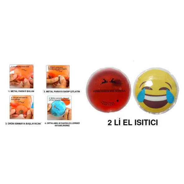 GÜLEN EMOJİ KIRMIZI CEYLAN CEP SOBASI,EL ISITICI,2 ADET SICAK SU TORBASI PVC  9cm ürün görseli 1