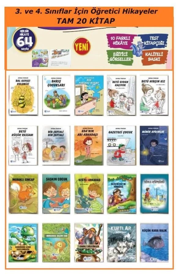 2. ve 3. Sınıflar İçin Öğretici Hikayeler 20 Kitap Set (Sevimli - Öğretici) ürün görseli 1