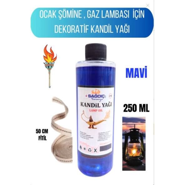 Sağdıç Saraciye Kandil Yağı Kokusuz Dumansız Iç Mekan Kandil Sıvısı 250 Ml+50cm Fitil kendallr0y ürün görseli 1