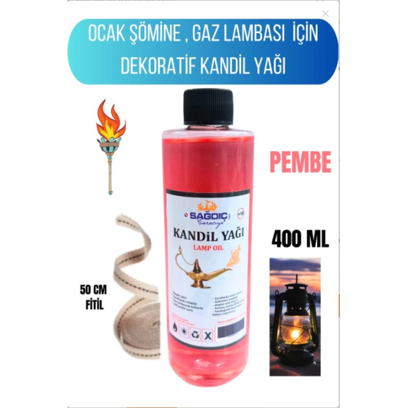 Sağdıç Saraciye Kandil Yağı Kokusuz Dumansız Iç Mekan Kandil Sıvısı 400ml +50cm Fitil kndlsagdc01 ürün görseli 1