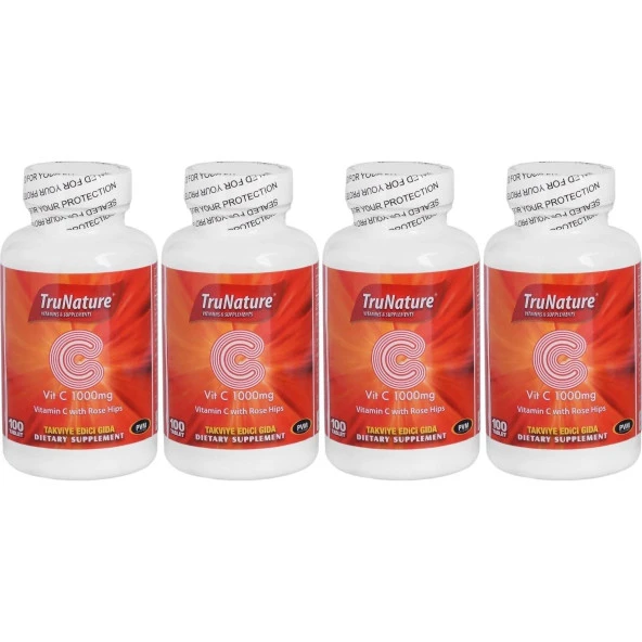 Trunature Vitamin C Kuşburnu Ekstresi 1000 Mg 100 Tablet C Vitamini 4 Kutu ürün görseli 1