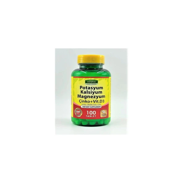 Vitapol Potasyum Kalsiyum Magnezyum Çinko D3 100 Tablet ürün görseli 1