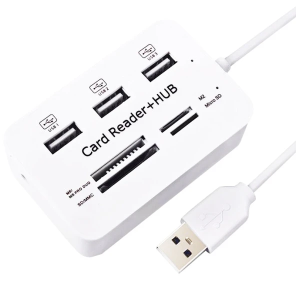 Powermaster 3 Port 2.0 Usb Çoklayıcı Hub + 4 Slot Kart Okuyucu PM-6052 ürün görseli 1