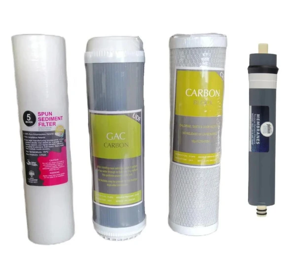 Su Arıtma Filtresi 4 Lü Set 10" inch 3 Ön Filtre Kömür Granül Aktif Karbon Filtre Aqualine Platinum 1812 Membran 80 GPD Esli ürün görseli 1