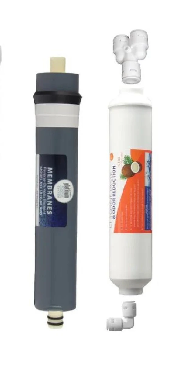 Su Arıtma Filtresi  2 li Set 10" inch Post Karbon Tatlandırıcı Aualine Platinum 1812 Membran Filtre 80 GPD Esli ürün görseli 1