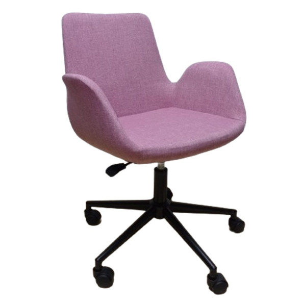 Büro Koltuğu Ofis Sandalyesi Pembe Renk Keten Kumaş Metal Ayaklı ürün görseli 1