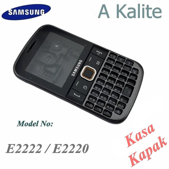Samsung E2222 Kasa Samsung Galaxy E2220 Chat 222 Uyumlu Siyah Renk Orta Kasa Ön Arka Kapak Tuş Takımı ürün görseli 1