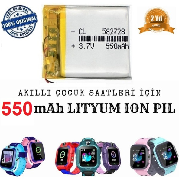Day Akıllı Çocuk Saat Batarya - Pil 3.7v 550mah 582728 pil ASAP550000001 ürün görseli 1
