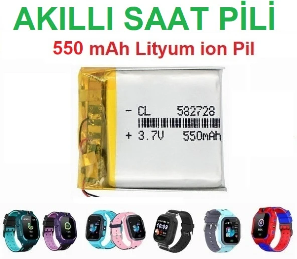 Day Akıllı Çocuk Saat Batarya - Pil 3.7v 550mah 582728 Garantili Pil ASAP550000009 ürün görseli 1