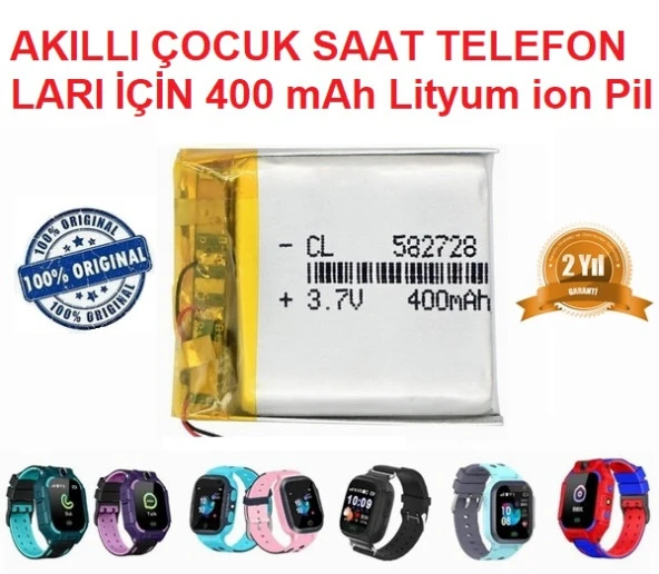 Day Akıllı Çocuk Saat Batarya - Pil 3.7v 400mah 582728 pil 2 Yıl Garantili ASAP400000003 ürün görseli 1