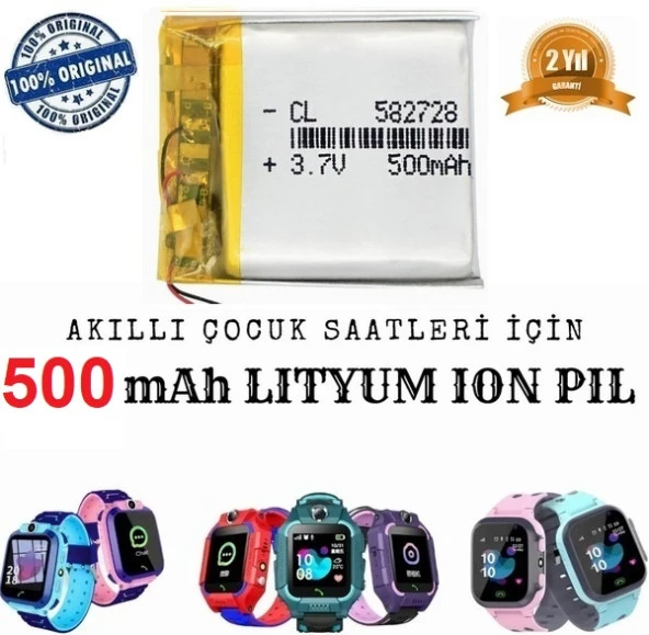 500 Mah Wikys Q528 Akıllı Çocuk Saat Telefon Batarya Pil 3.7v 500mah 582728 ürün görseli 1