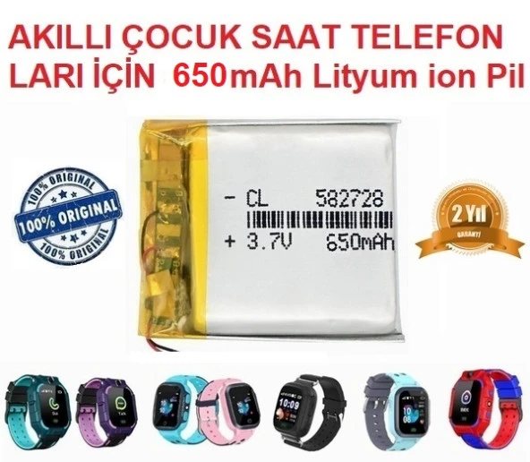 Day 650 Mah Twox Q50 Akıllı Çocuk Saat Telefon Batarya - Pil 3.7v 650mah 582728 pil ürün görseli 1