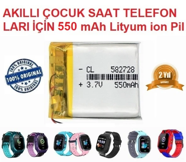 Day Akıllı Çocuk Saat Batarya Pil 3.7v 550mah 582728 pil Kaliteli ASAP550Y00002 ürün görseli 1