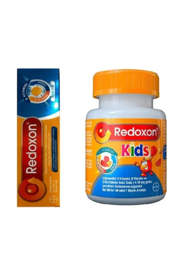 Redoxon 3'lü Etkili 15 Efervesan Tablet + Kids 60 Çiğnenebilir Tablet Avantajlı Paket ürün görseli 1