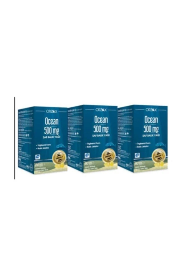 Ocean Omega 3 Balık Yağı 500 mg 60 Kapsül 3 Kutu ürün görseli 1