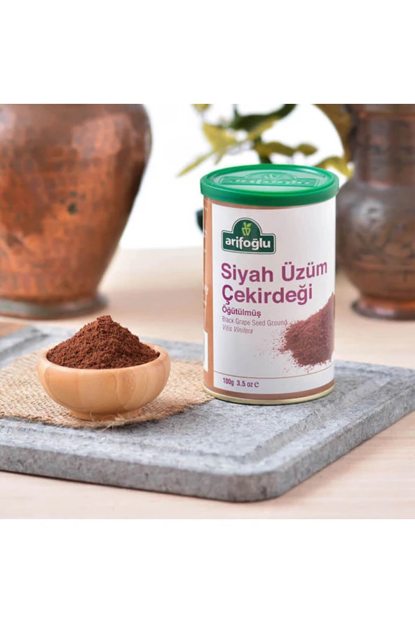 Arifoğlu Siyah Üzüm Çekirdeği (öğütülmüş) Teneke Kutu 100 G ürün görseli 1