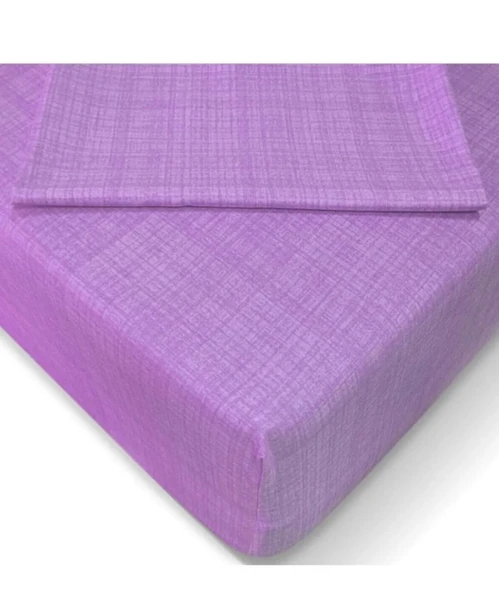 Özlü Fitted Lastikli Çift Kişilik Çarşaf Seti (160x200)-Lila ürün görseli 1