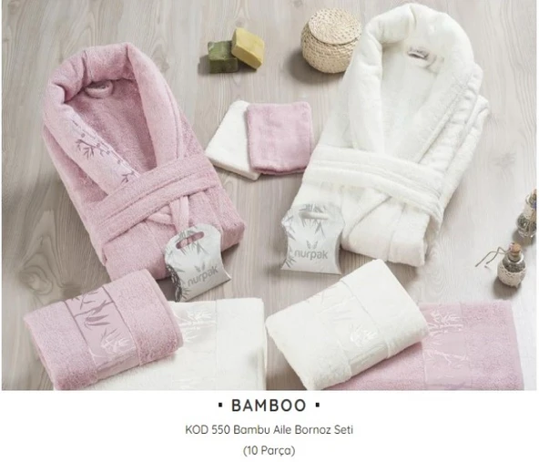 Nurpak N550 Bamboo Aile Bornoz Seti 00240 ürün görseli 1