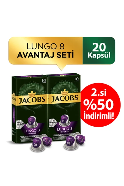 Jacobs Lungo Intenso 8 Kapsül Kahve 10 Kapsül x 2 Adet 2.%50 İndirimli ! ürün görseli 1