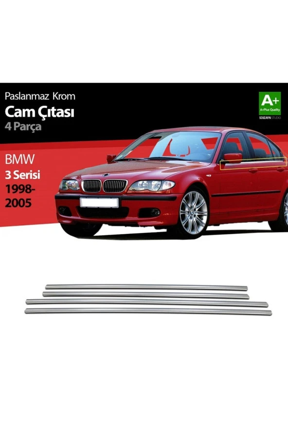 Bmw E46 Cam Çıtası 1998-2005 Krom 4 Parça Paslanmaz Çelik - Resim 2