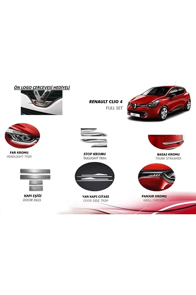 Renault Clio 4 Krom Set 6 Takım 17 Parça Uyumlu ürün görseli 1
