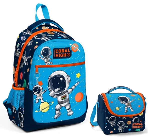 Coral High Lacivert Mavi Astronot İlkokul Okul Sırt ve Beslenme Çantası Seti - Erkek Çocuk ürün görseli 1