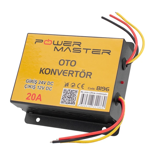 Powermaster PM-8196 24-12 Volt 20 Amper Oto Konvertör Voltaj Düşürücü ürün görseli 1