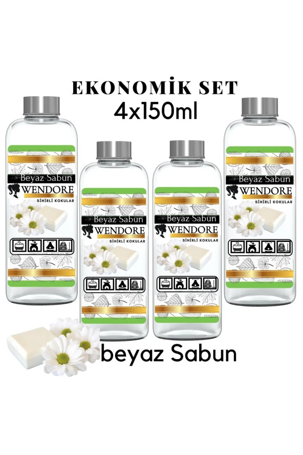 Wendore Sihirli Kokular Küre & Tüm Makinelere Uyumlu Geniş Alan Koku Makinesi Parfüm Solüsyonu Beyaz Sabun 4lü Set ürün görseli 1
