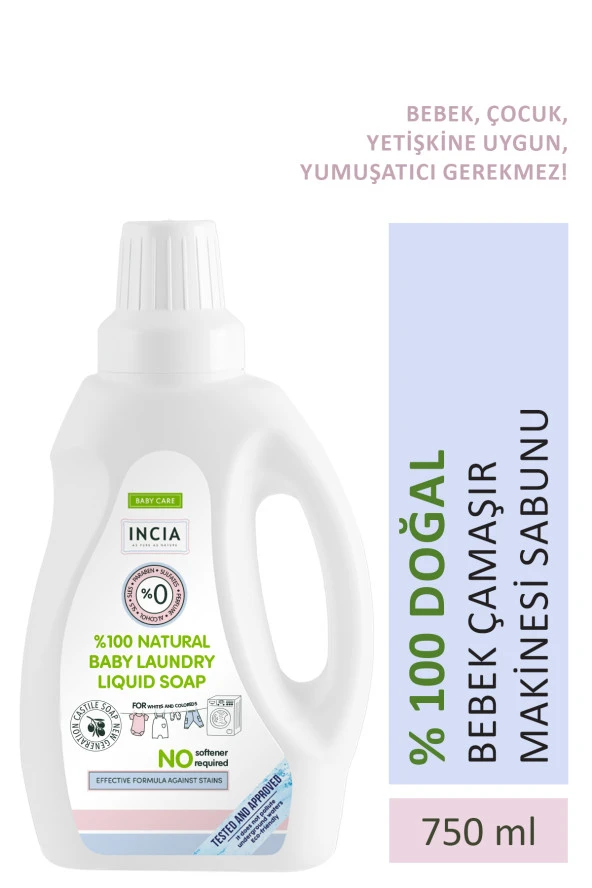 INCIA %100 Doğal Bebek Çamaşır Sabunu Bitkisel Deterjan Yumuşatıcılı Lavanta 750 ml ürün görseli 1