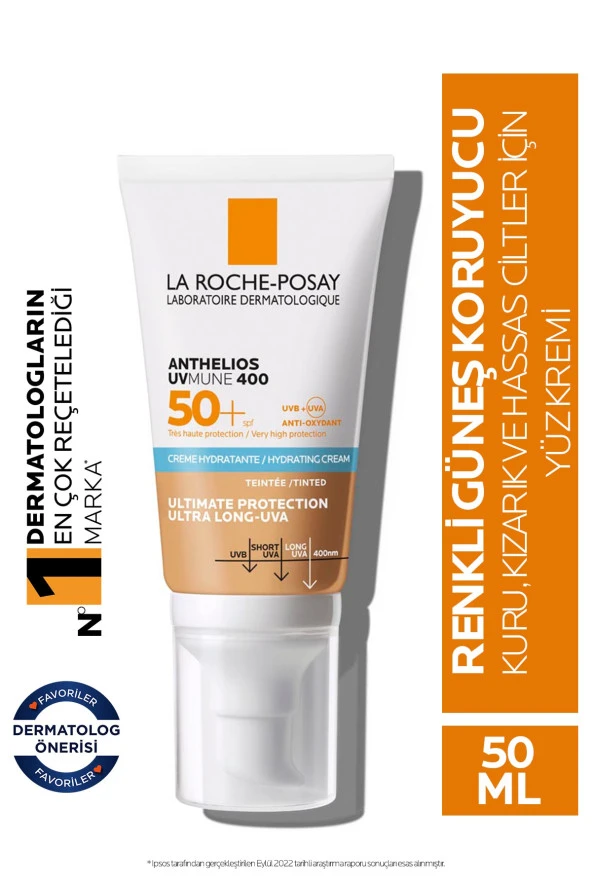 LA ROCHE POSAY Anthelios Uvmune Spf+50 Hassas Ciltler İçin Yüksek Korumalı Renkli Yüz Güneş Kremi ürün görseli 1