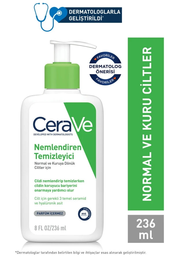 CERAVE Nemlendiren Temizleyici Normal & Kuru Ciltler Yüz Vücut 236 Ml ürün görseli 1