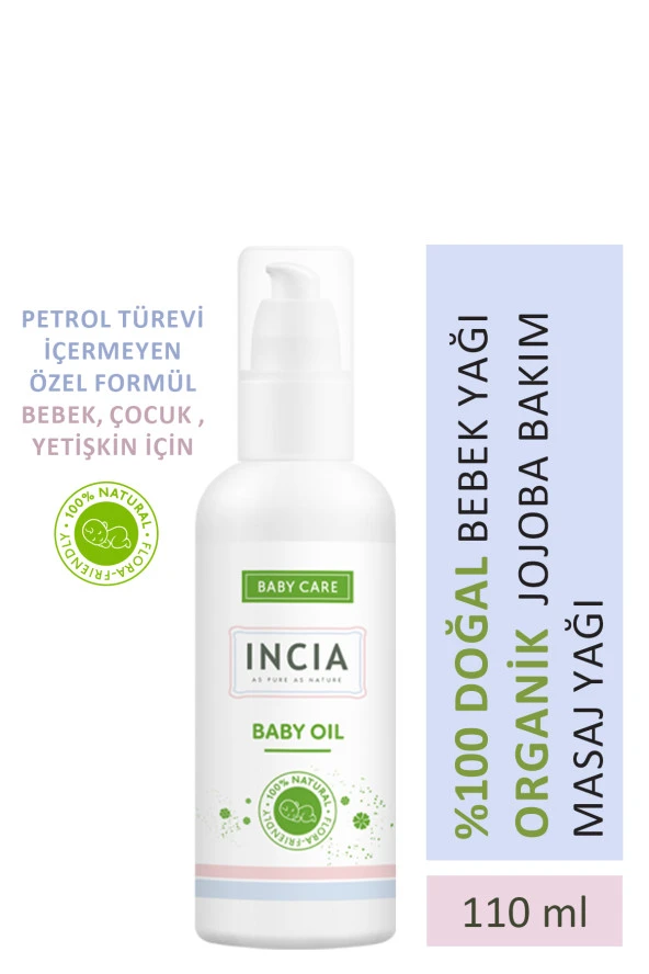 INCIA %100 Doğal Bebek Yağı Organik Jojoba Bakım Masaj Yağı Parafinsiz Bitkisel Vegan 110 ml ürün görseli 1
