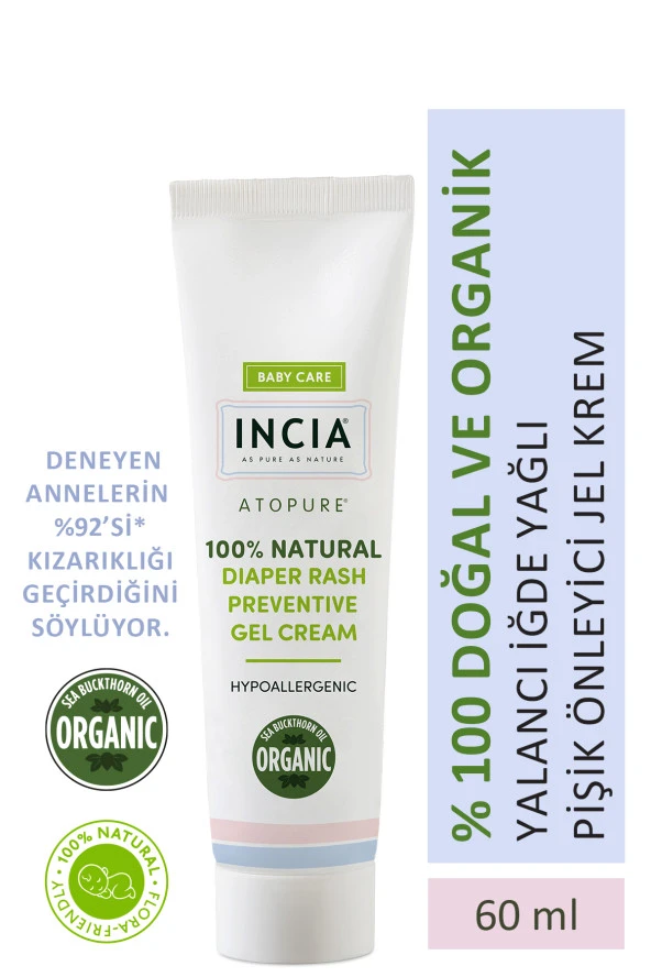 INCIA %100 Doğal Pişik Önleyici Jel Krem Organik Yalancı İğde Bakım Kremi Bitkisel 60 ml ürün görseli 1