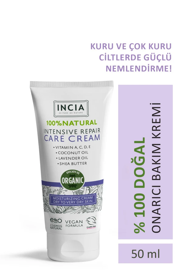 INCIA %100 Doğal Onarıcı Bakım Kremi Yoğun Nemlendirici Cilt Bakım Lavanta Avokado Shea Vegan 50 ml ürün görseli 1