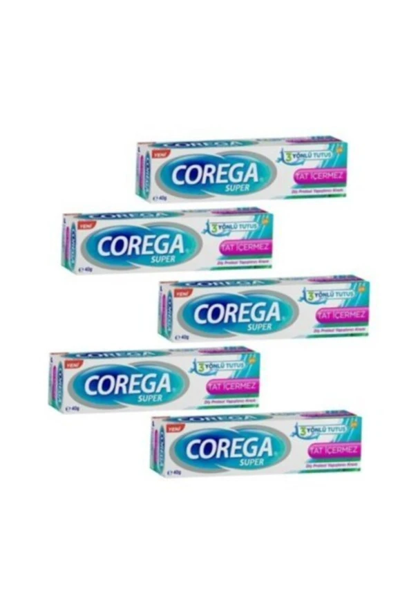Corega Süper Diş Protezi Yapıştırıcı Tat İçermez Krem 40 gr 5 Kutu ürün görseli 1