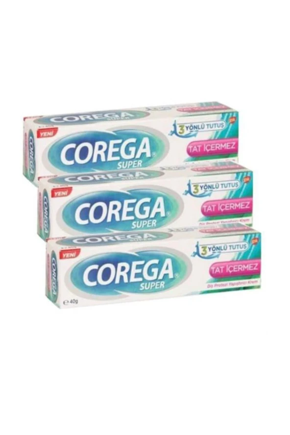 Corega Süper Diş Protezi Yapıştırıcı Tat İçermez Krem 40 gr 3 Kutu ürün görseli 1