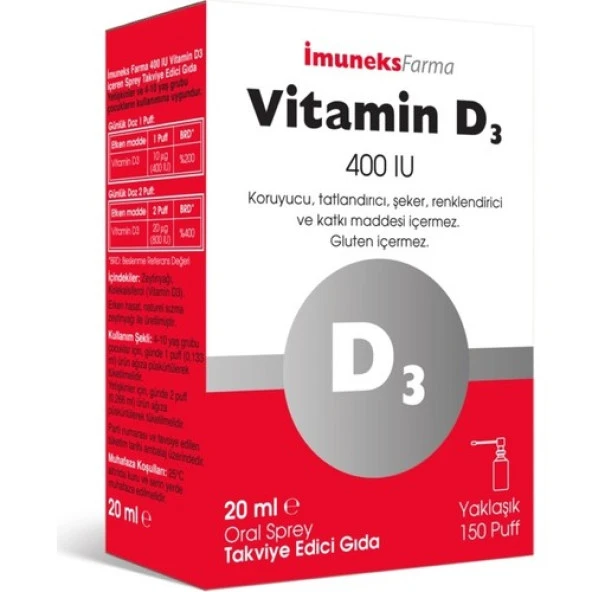 Imuneks Vitamin D3 400 IU 20 ML ürün görseli 1