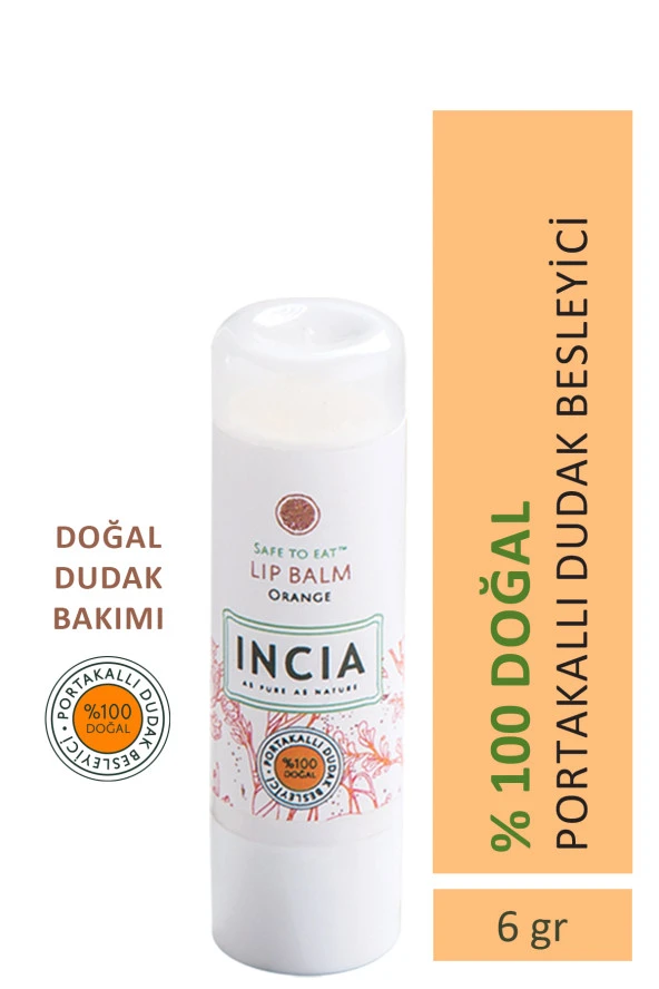 INCIA %100 Doğal Dudak Besleyici Portakal Bitkisel Nemlendirici Dudak Bakım Kremi 6 G ürün görseli 1