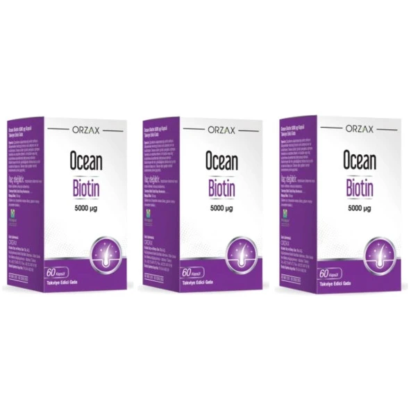 Ocean Biotin 5000 mcg 60 Kapsül 3 Kutu ürün görseli 1