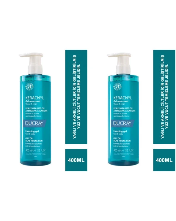 Ducray Keracnyl Foaming Gel 400 ml 2 Kutu ürün görseli 1