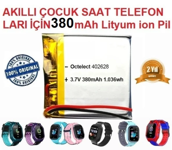 Day 380 Mah Twox Q90 Akıllı Çocuk Saat Telefon Batarya - Pil 3.7v 380mah 582728 pil ürün görseli 1