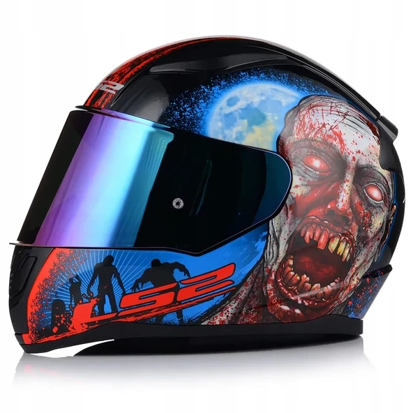 LS2 Rapıd 2 Zombıe Fullface Motosiklet Kaskı Gökkuşağı Camlı ürün görseli 1