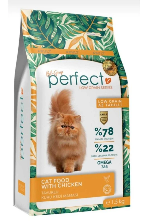 Perfect Az Tahıllı Yetişkin Tavuklu Kedi Maması 1.5 kg ürün görseli 1