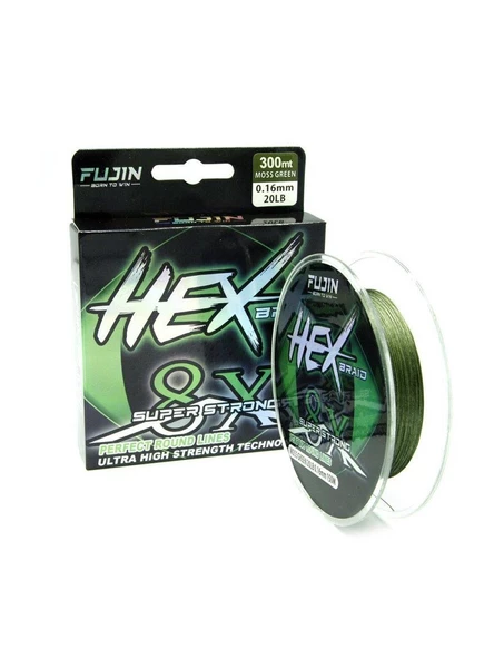 Fujin Hex Braid 8x 300mt Moss Green PE İp Misina ürün görseli 1