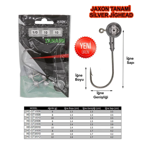 Jaxon Tanami Silver Jighead 10'lu Paket ürün görseli 1