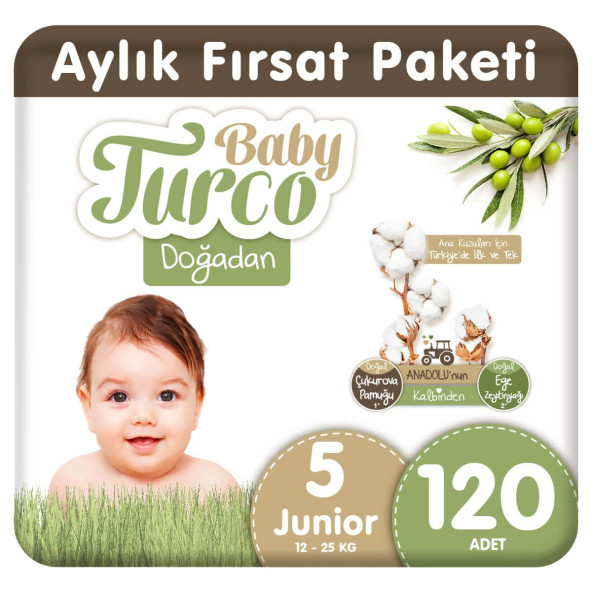 Baby Turco Doğadan 5 Numara Junior 120'Li Bebek Bezi ürün görseli 1
