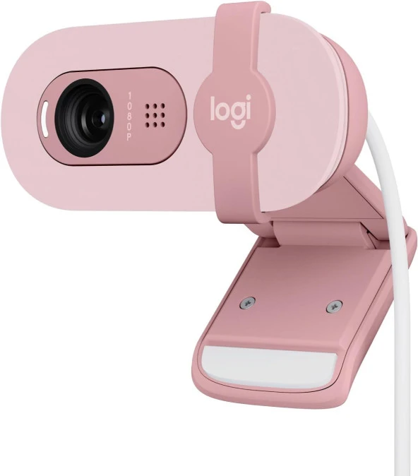 Logitech Brio 100 Full HD 1080p Gizlilik Kapaklı Mikrofonlu Web Kamerası - Pembe ürün görseli 1