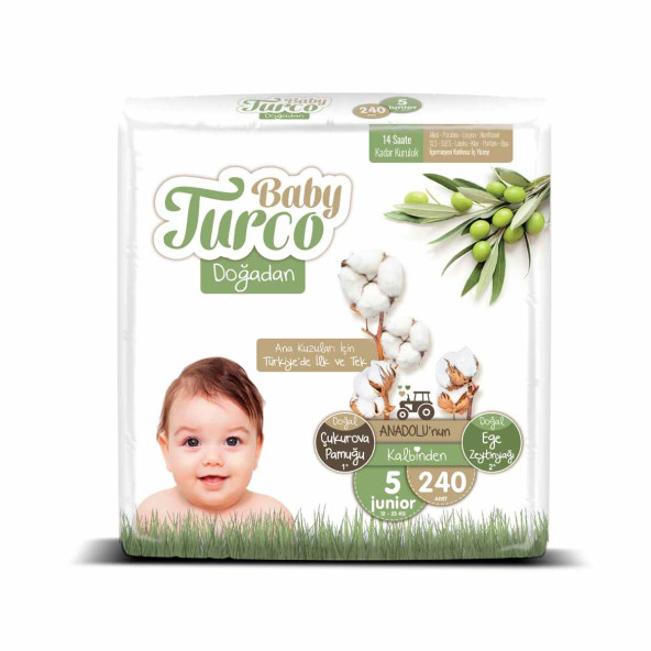 Baby Turco Doğadan 5 Numara Junior 240'lı Bebek Bezi ürün görseli 1