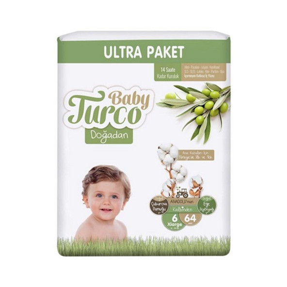 Baby Turco Doğadan 6 Numara X Large 64'lü Bebek Bezi ürün görseli 1