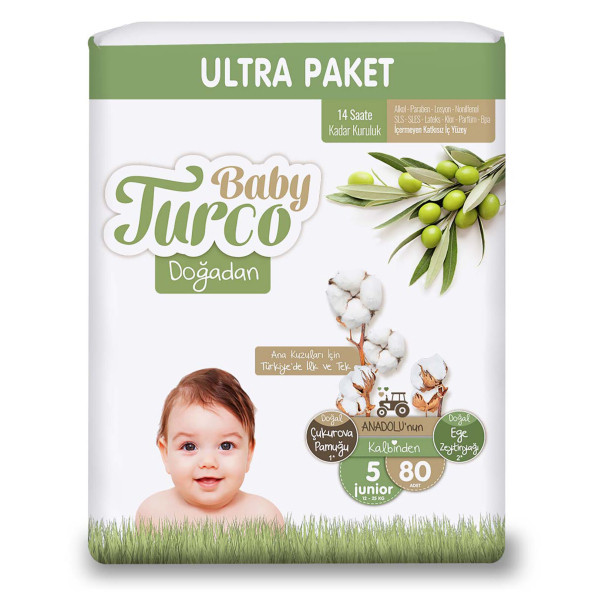 Baby Turco Doğadan 5 Numara Junior 80'li Bebek Bezi ürün görseli 1